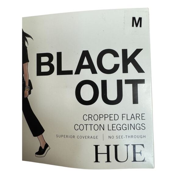 HUE Pink Gingham Cropped Flare Cotton Leggings M NWT Blackout No See-Throug - Picture 7 of 9